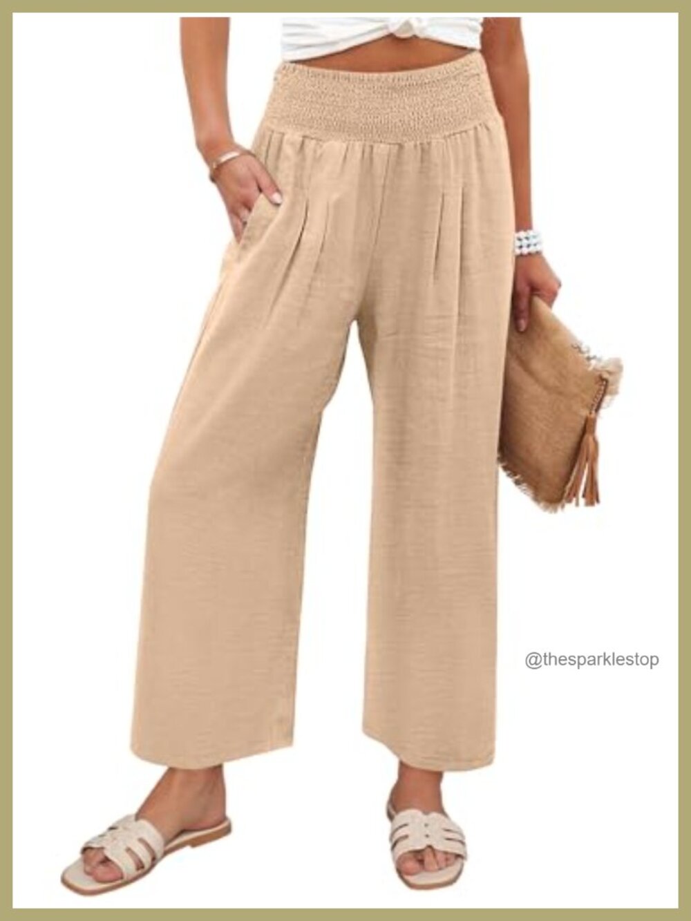 High Waisted Wide Leg Palazzo Pants with Pockets Loose Flowy Lounge Trousers